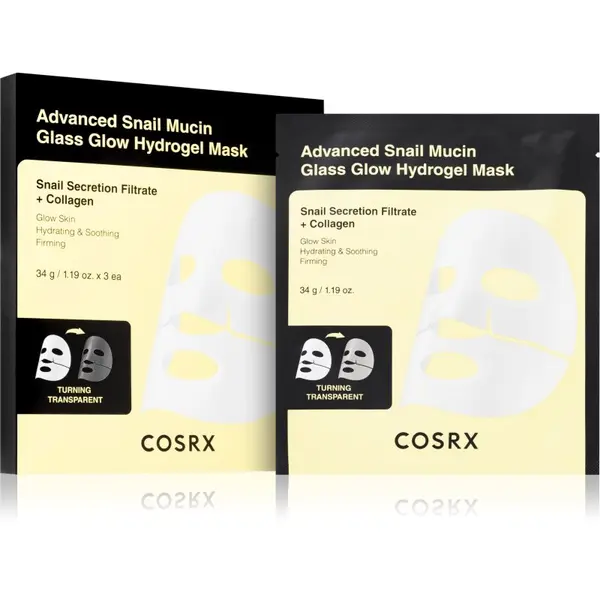 Cosrx Cosrx Advanced Snail Mucin Glass Glow Hydrogel Mask hidrogel maska za revitalizaciju s ekstraktom puža za ujednačavanje tena lica 3 kom
