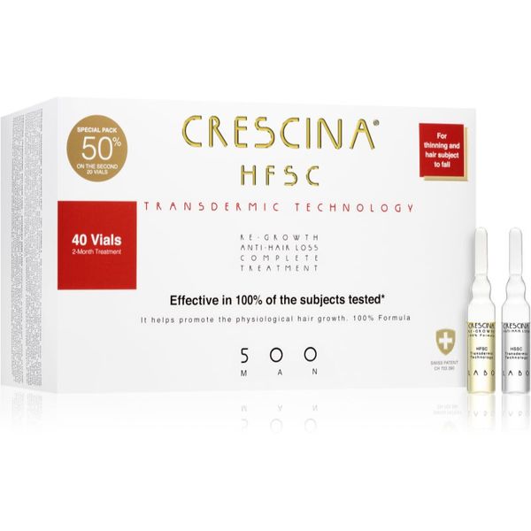 Crescina Crescina Transdermic 500 Re-Growth and Anti-Hair Loss tretman rasta kose protiv ispadanja kose za muškarce 40x3,5 ml