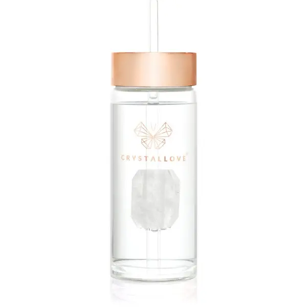 Crystallove Crystallove Amethyst Straw Water Bottle staklena boca za vodu sa slamkom Clear 400 ml