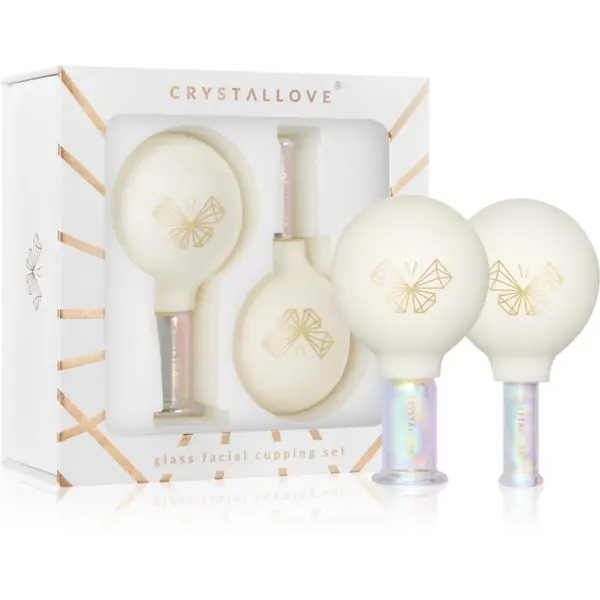 Crystallove Crystallove Glass Facial Cupping Set set pomagala za masažu za lice, vrat i dekolte 2 kom