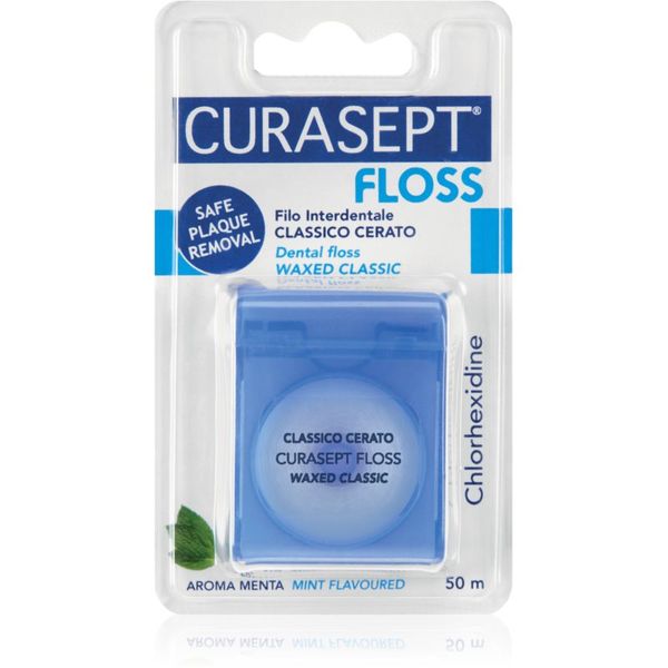 Curasept Curasept Dental Floss Waxed Classic konac za zube s voskom s okusom metvice s antibakterijskim sastavom 50 m