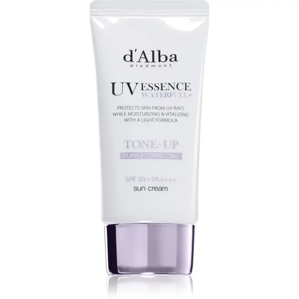d'Alba d'Alba Waterfull Purple Correcting Tone-Up Sun Cream krema za toniranje i sunčanje za sjaj i hidrataciju SPF 50+ 50 ml
