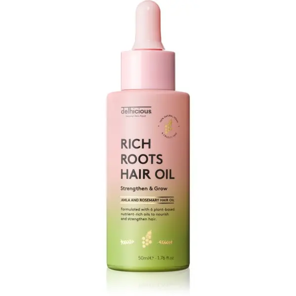 delhicious delhicious RICH ROOTS AMLA & ROSEMARY HAIR OIL hidratantno i umirujuće ulje za suho vlasište i svrbež 50 ml