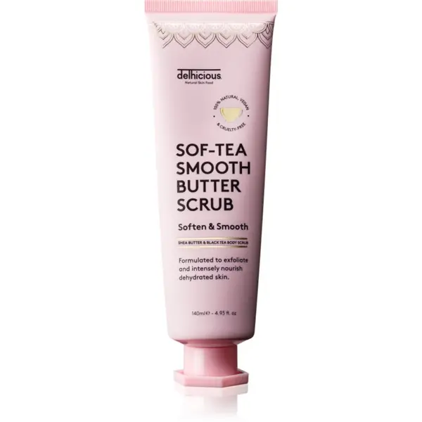 delhicious delhicious Sof-Tea Smooth Butter Scrub hidratantni piling za tijelo s eksfolijacijskim učinkom 140 ml