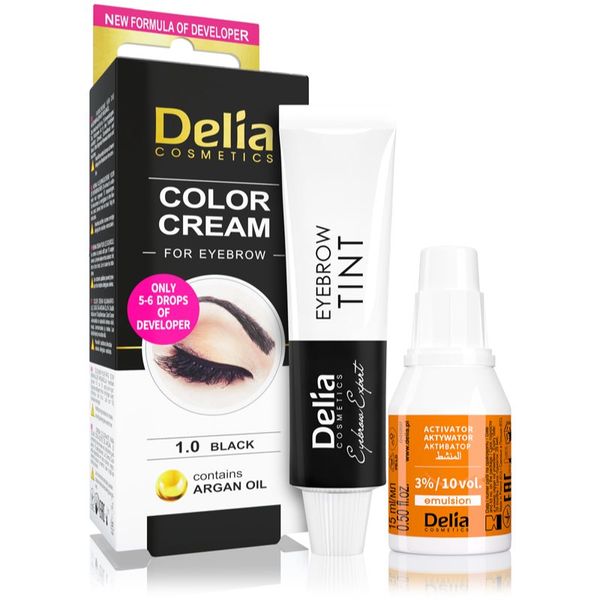 Delia Cosmetics Delia Cosmetics Argan Oil boja za obrve nijansa 1.0 Black 15 ml