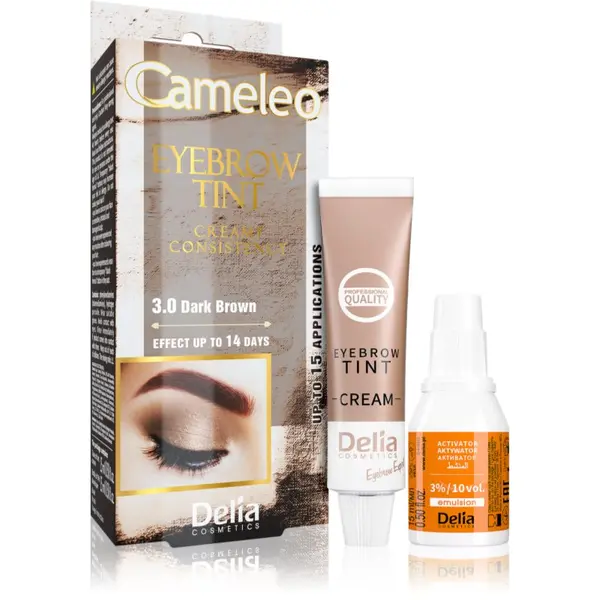 Delia Cosmetics Delia Cosmetics Cameleo profesionalna kremasta boja za obrve bez amonijaka nijansa 3.0 Dark Brown 15 ml