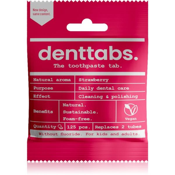 Denttabs Denttabs Brush Teeth Tablets Kids without Fluoride pasta za zube bez floura u tabletama za djecu Strawberry 125 tbl
