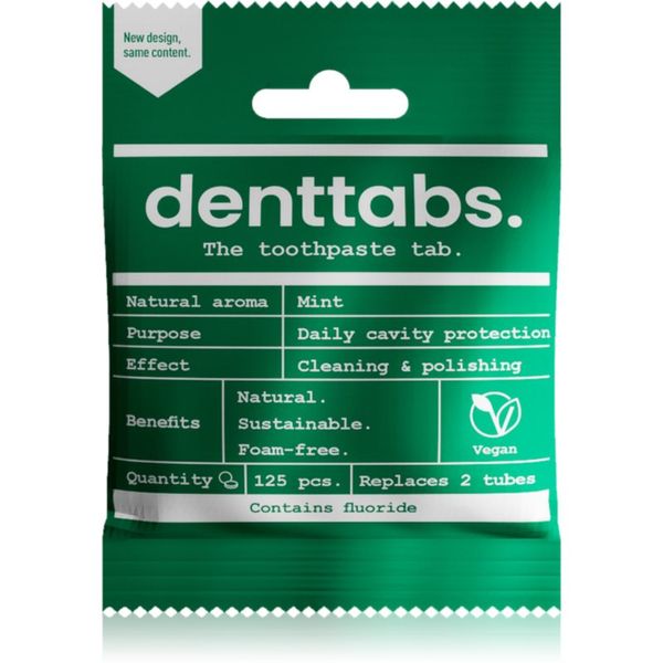Denttabs Denttabs Natural Toothpaste Tablets with Fluoride pasta za zube s fluoridom u tabletama Mint 125 tbl