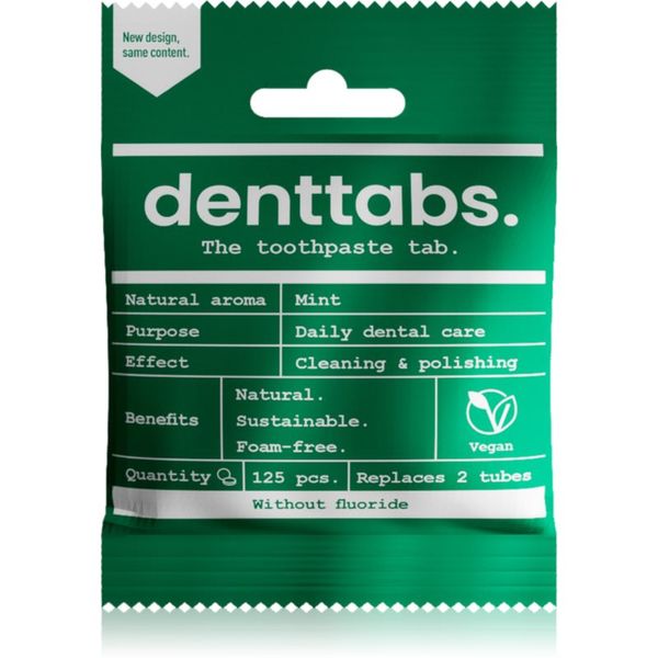 Denttabs Denttabs Natural Toothpaste Tablets without Fluoride pasta za zube bez floura u tabletama Mint 125 tbl