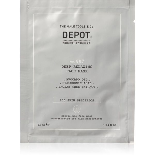 Depot Depot No. 807 Deep Relaxing Face Mask umirujuća i hidratantna maska za muškarce 13 ml