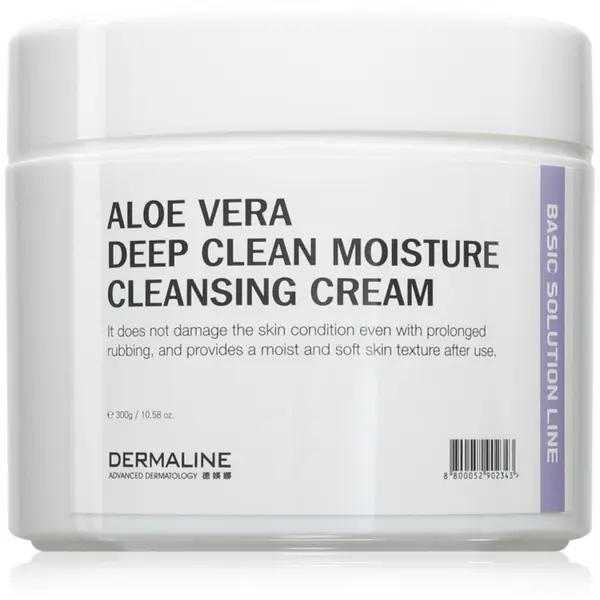Dermaline Dermaline Basic Solution Line Aloe Vera Deep Clean Moisture Cleansing Cream krema za dubinsko čišćenje s aloe verom za osjetljivu kožu lica 300 ml
