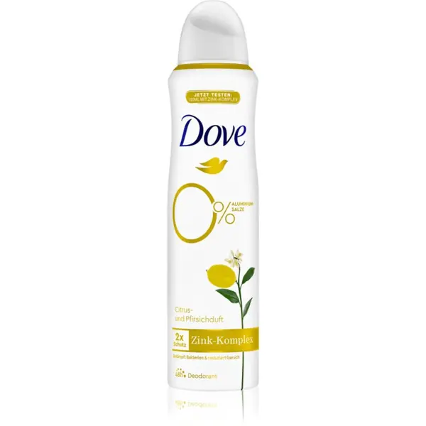 Dove Dove 0% ALU Citrus and Peach dezodorans s 48-satnim učinkom Citrus & Peach 150 ml