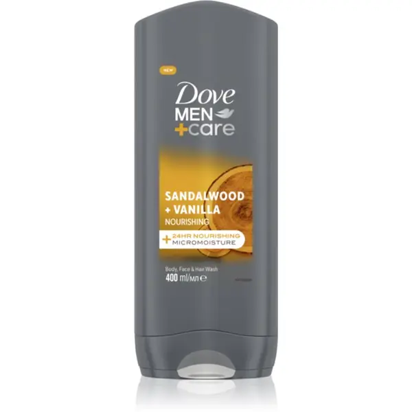 Dove Dove Men+Care Sandalwood&Vanilla gel za tuširanje za lice, tijelo i kosu za muškarce 400 ml