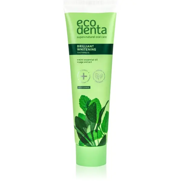 Ecodenta Ecodenta Green Brilliant Whitening pasta za izbjeljivanje zuba s fluoridom za svježi dah Mint Oil + Sage Extract 100 ml