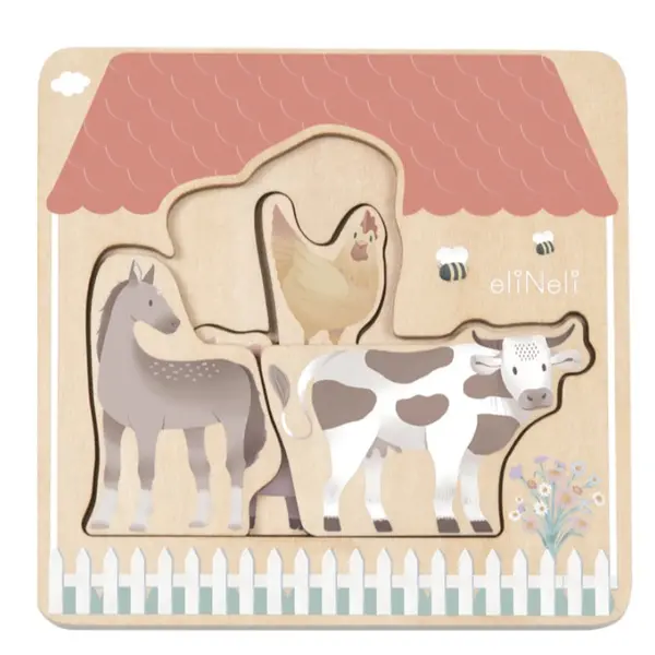 eliNeli eliNeli Wooden Puzzle Farm puzzle od drva 12m+ 7 kom
