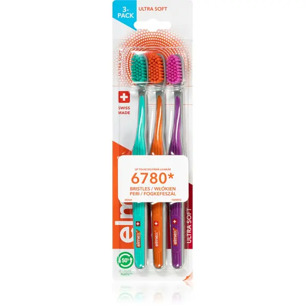Elmex Elmex Swiss Made četkice za zube ultra soft Yellow + Blue + White 3 kom
