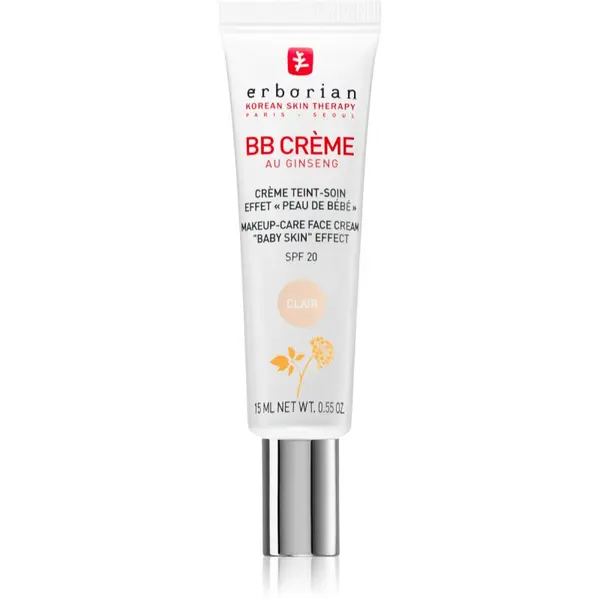 Erborian Erborian BB Cream krema za toniranje i za savršeni izgled lica SPF 20 malo pakiranje nijansa Clair 15 ml