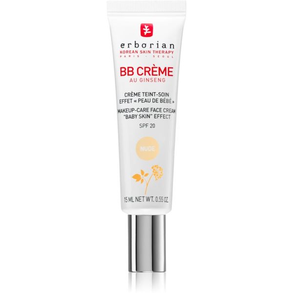 Erborian Erborian BB Cream krema za toniranje i za savršeni izgled lica SPF 20 malo pakiranje nijansa Nude  15 ml