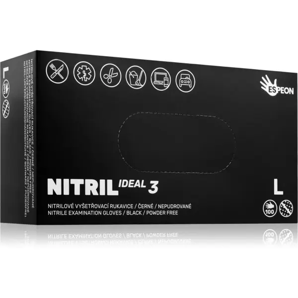 Espeon Espeon Nitril Ideal3 Black nitrilne rukavice bez pudera veličina L 100 kom