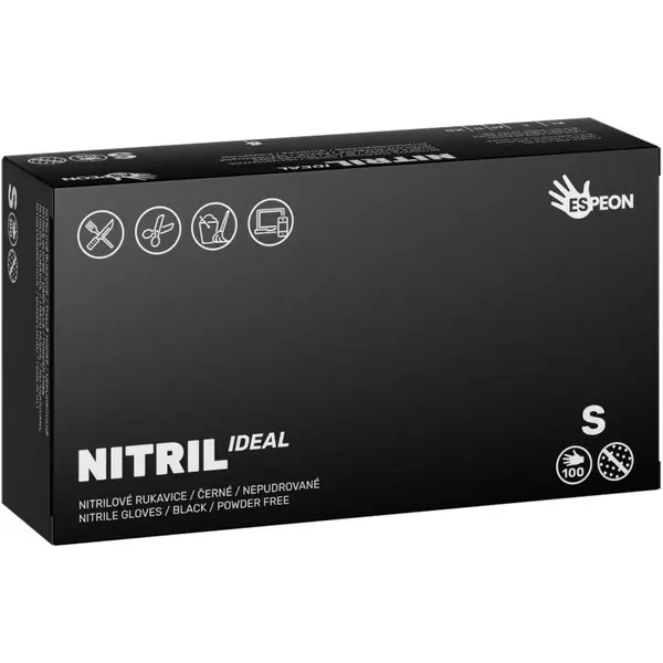 Espeon Espeon Nitril Ideal3 Black nitrilne rukavice bez pudera veličina S 100 kom