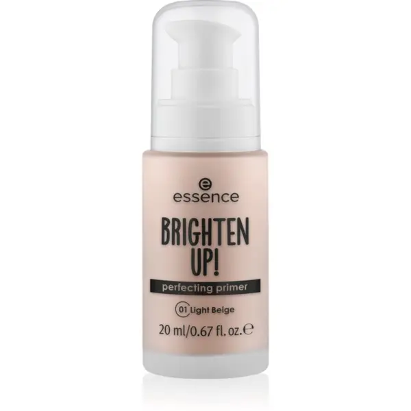 essence essence BRIGHTEN UP! Perfecting Primer tekući primer ispod pudera nijansa 01 Light Beige 20 ml