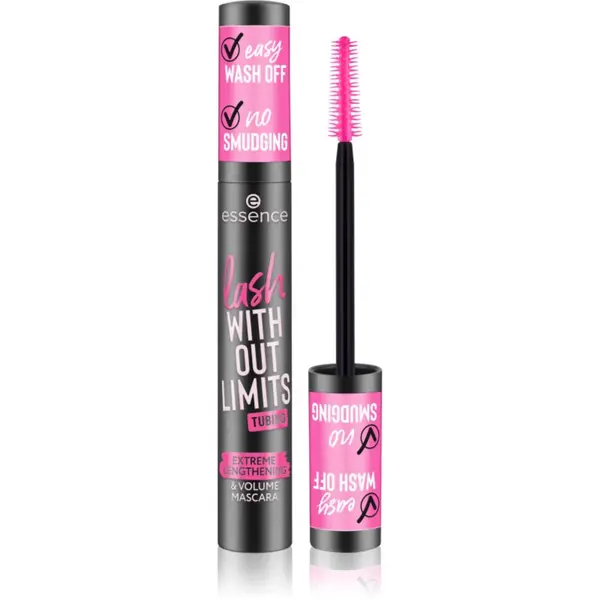 essence essence lash WITHOUT LIMITS TUBING maskara za volumen i produžavanje trepavica nijansa 04 Black Tubing 13 ml