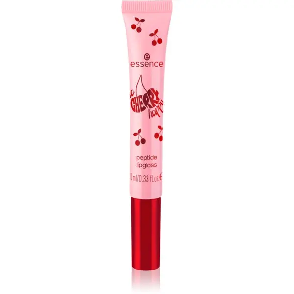 essence essence SO CHERRY happy sjajilo za usne s peptidima nijansa 02 Cherry, Cherry Baby! 10 ml