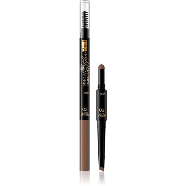 Eveline Cosmetics Eveline Cosmetics Brow Styler precizna olovka za obrve 3 u 1 nijansa 02 Dark Brown 1,2 g