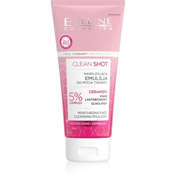 Eveline Cosmetics Eveline Cosmetics Clean Shot 5% Ceramidy Complex intenzivna hidratantna emulzija za čišćenje 150 ml