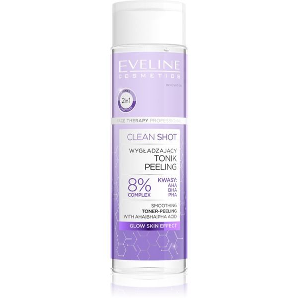 Eveline Cosmetics Eveline Cosmetics Clean Shot 8% Complex Of Hydroxy Acids tonik za zaglađivanje s piling učinkom 200 ml