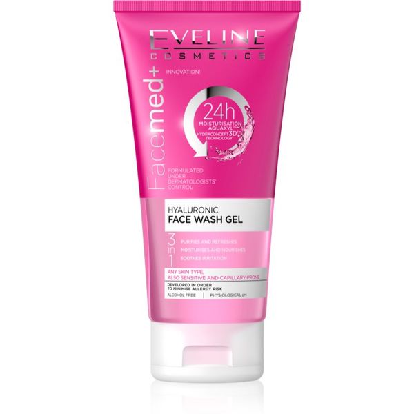 Eveline Cosmetics Eveline Cosmetics FaceMed+ gel za čišćenje 3 u 1 s hijaluronskom kiselinom 150 ml