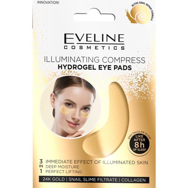Eveline Cosmetics Eveline Cosmetics Gold Illuminating Compress hidrogel maska za područje oko očiju s ekstraktom puža 2 kom