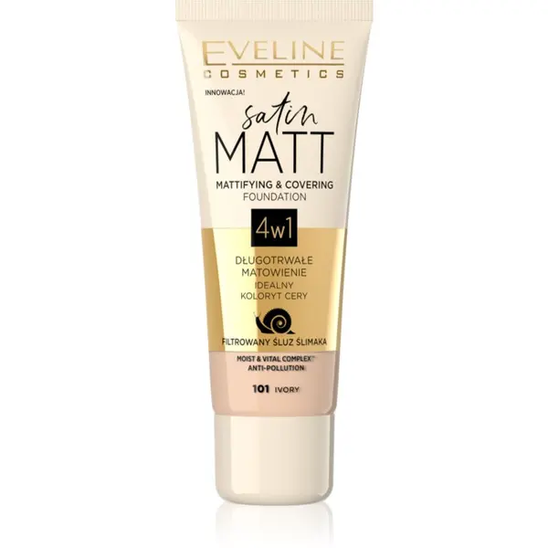 Eveline Cosmetics Eveline Cosmetics Satin Matt matirajući puder s ekstraktom puža nijansa 101 Ivory 30 ml