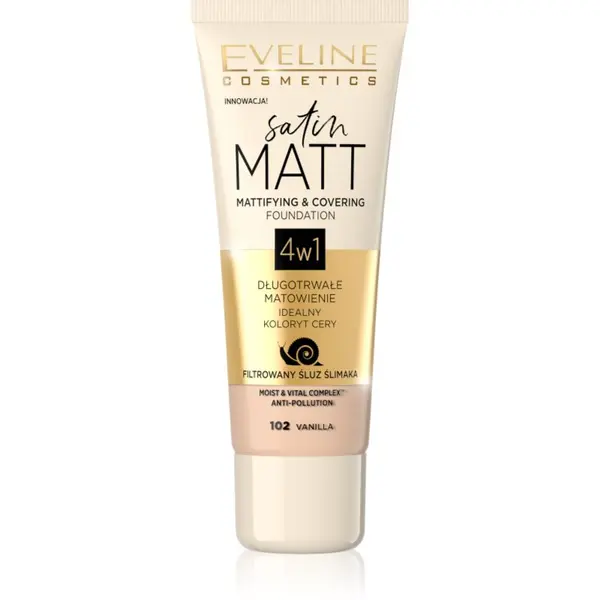 Eveline Cosmetics Eveline Cosmetics Satin Matt matirajući puder s ekstraktom puža nijansa 102 Vanilla 30 ml