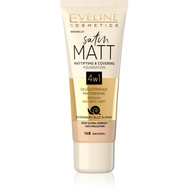 Eveline Cosmetics Eveline Cosmetics Satin Matt matirajući puder s ekstraktom puža nijansa 103 Natural 30 ml