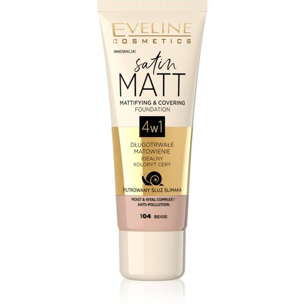 Eveline Cosmetics Eveline Cosmetics Satin Matt matirajući puder s ekstraktom puža nijansa 104 Beige 30 ml