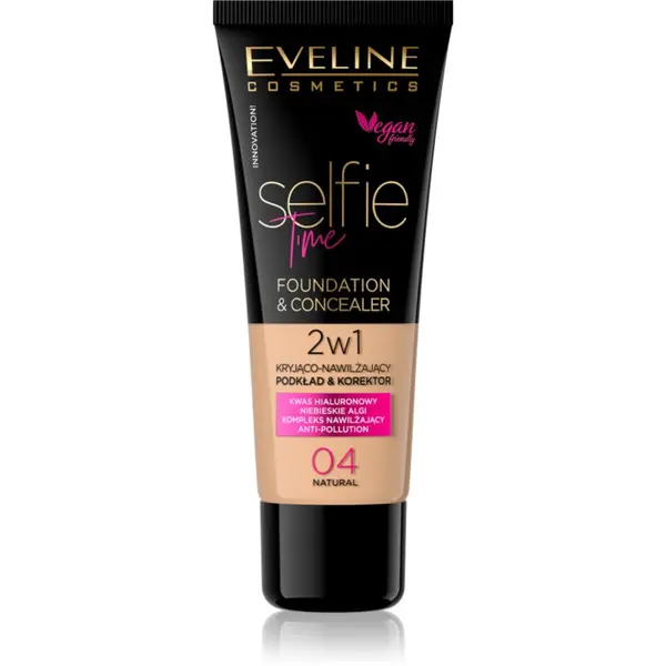 Eveline Cosmetics Eveline Cosmetics Selfie Time tekući puder i korektor 2 u 1 nijansa 04 Natural 30 ml