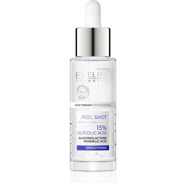 Eveline Cosmetics Eveline Cosmetics Serum Shot 15% Glycolic Acid piling za zaglađivanje lica za ujednačavanje tena lica 30 ml