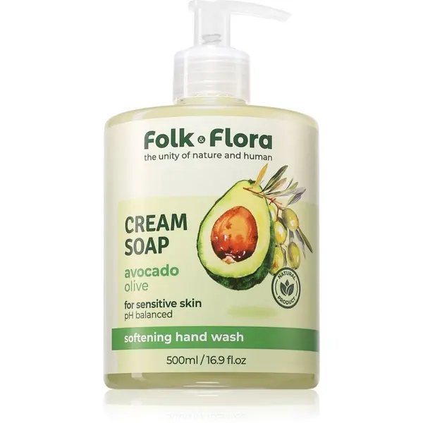 Folk & Flora Folk & Flora Avocado & Olive tekući sapun za osjetljivu kožu 500 ml