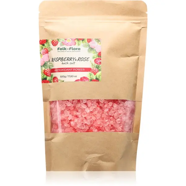 Folk & Flora Folk & Flora Raspberry & Rose sol za kupku 500 g