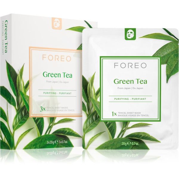 FOREO FOREO Farm to Face Sheet Mask Green Tea Sheet maska s umirujućim učinkom za mješovitu kožu lica 3x20 g