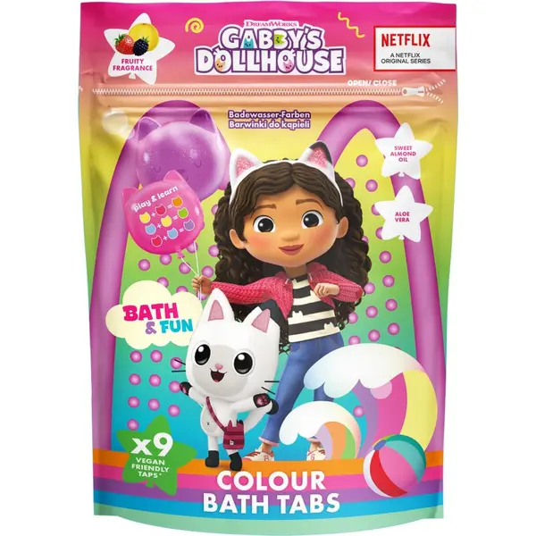 Gabby's Dollhouse Gabby's Dollhouse Colour Bath Tabs raznobojne šumeće tablete za kupku 3y+ 9x16 g