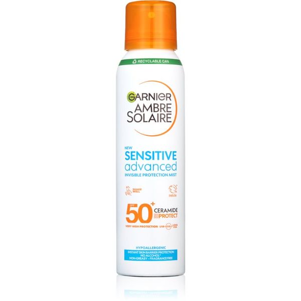 Garnier Garnier Ambre Solaire Sensitive Advanced magla u spreju za sunčanje za vrlo osjetljivo lice SPF 50+ 150 ml