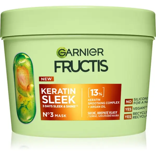 Garnier Garnier Fructis Keratin Sleek maska za kosu za suhu i oštećenu kosu 370 ml