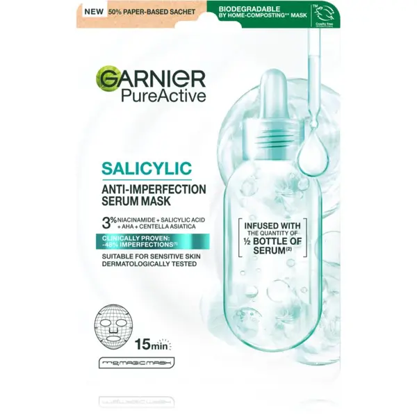 Garnier Garnier Pure Active Salicylic Sheet maska za nepravilnosti na koži lica 1 kom