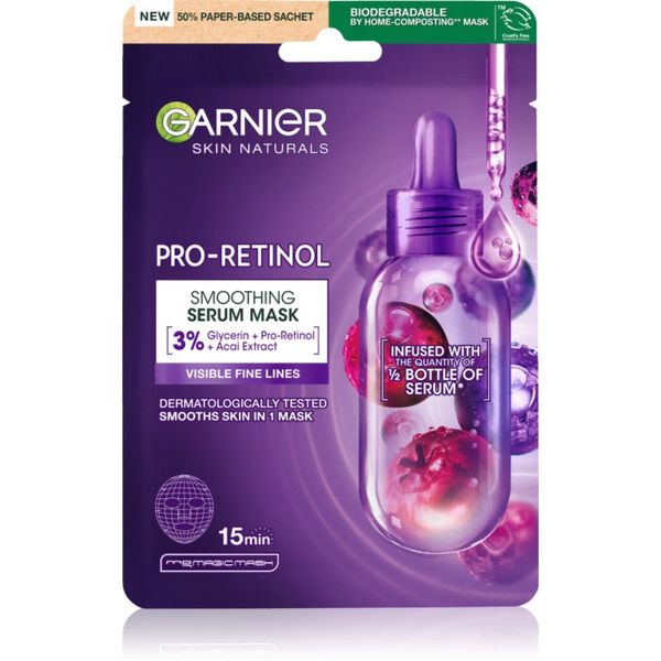 Garnier Garnier Skin Naturals Pro-Retinol sheet maska s učinkom zaglađivanja 22 g