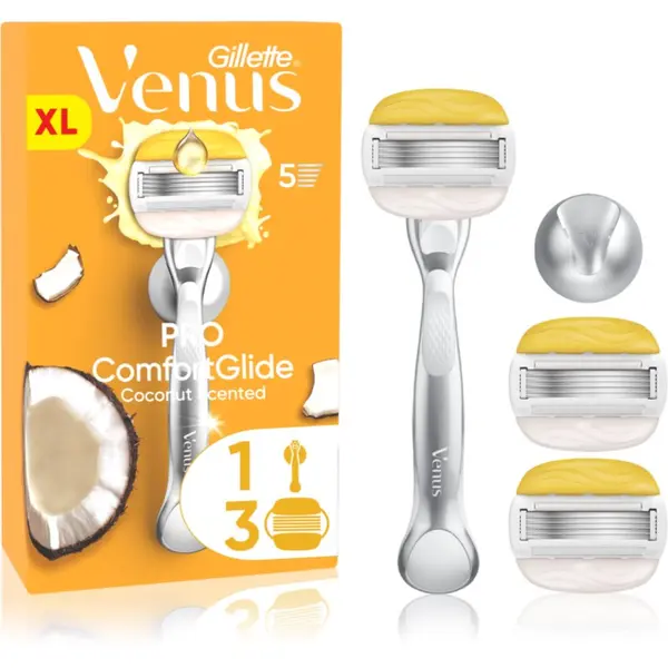 Gillette Gillette Venus PRO ComfortGlide Coconut brijaći aparat za žene s držačem za tuš + zamjenske britvice 5 kom
