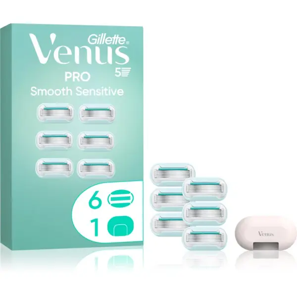 Gillette Gillette Venus PRO Smooth Sensitive zamjenske britvice + zaštitni poklopac 6 kom