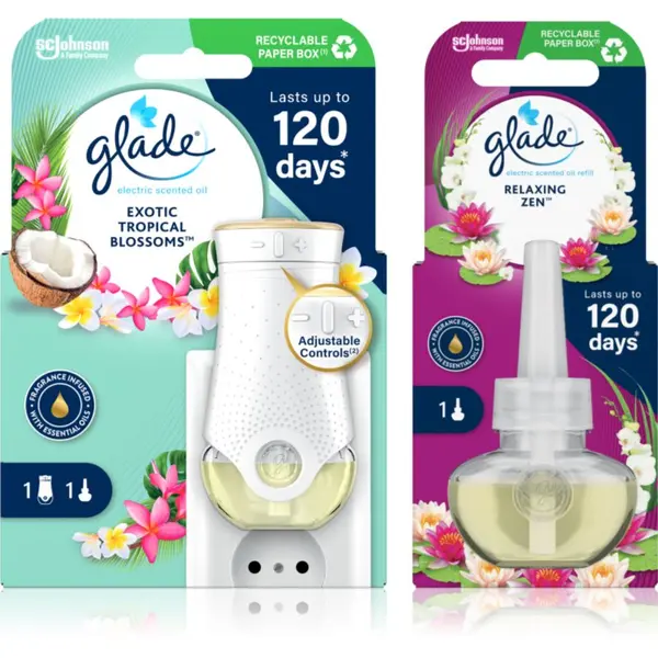 Glade GLADE Electric scented oil Exotic Tropical Blossom + Relaxing Zen ekonomično pakiranje 3 kom