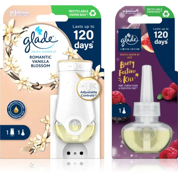 Glade GLADE Electric scented oil Romantic Vanilla Blossom + Berry Festive Kiss ekonomično pakiranje 3 kom